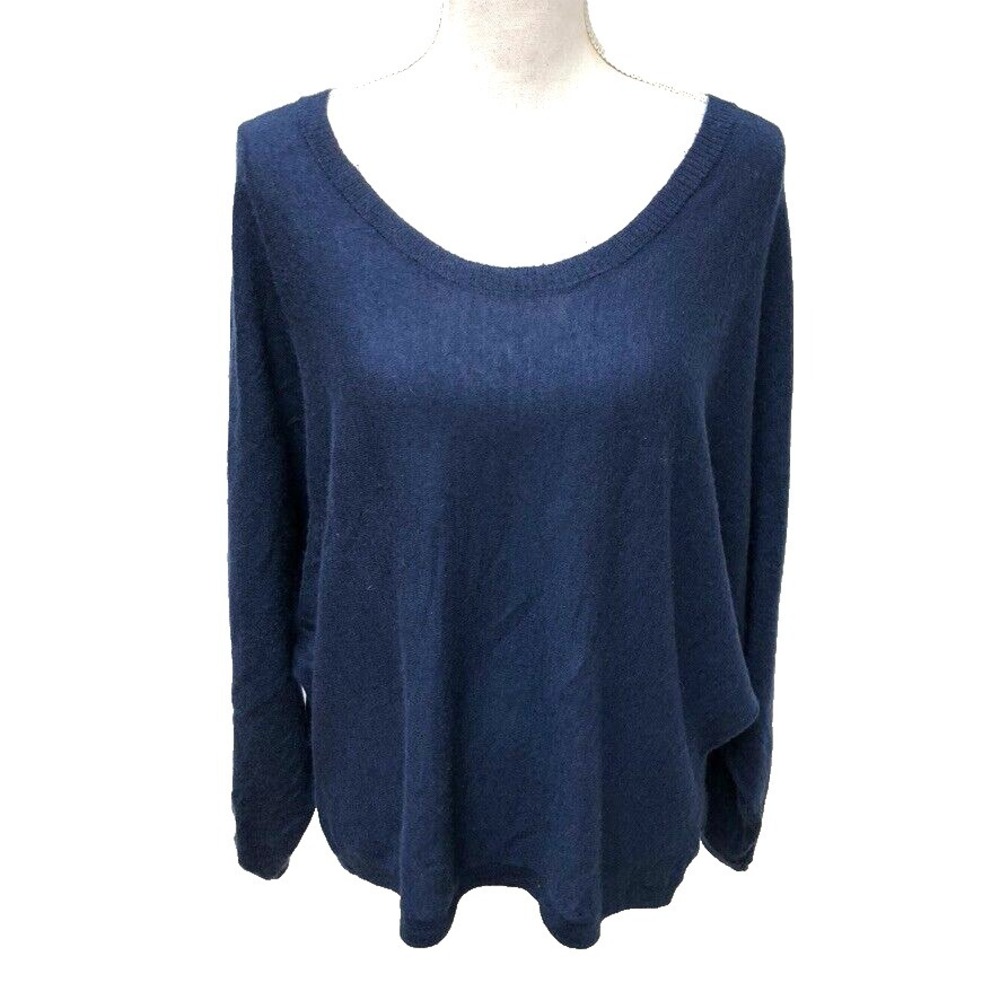 Feel The Piece Cashmere Sweater Jumper Womens One Size Blue Cozy Loose Fit